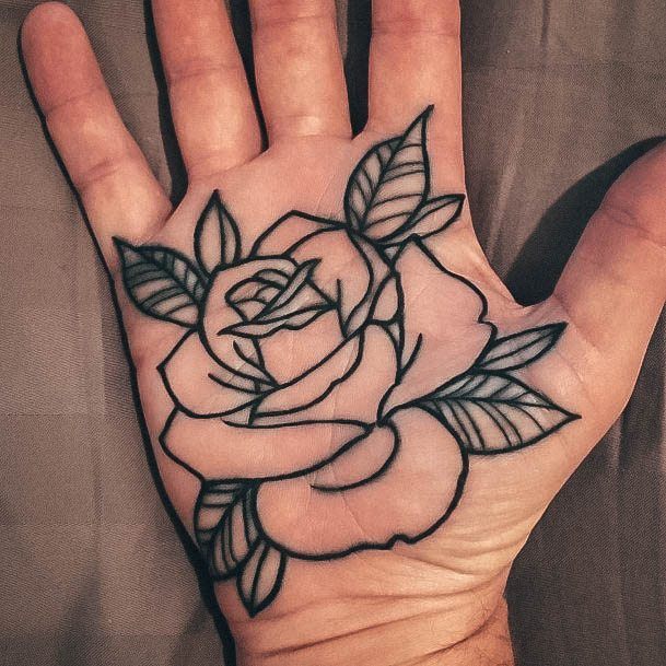 Palm Pretty Rose Hand Tattoos Women