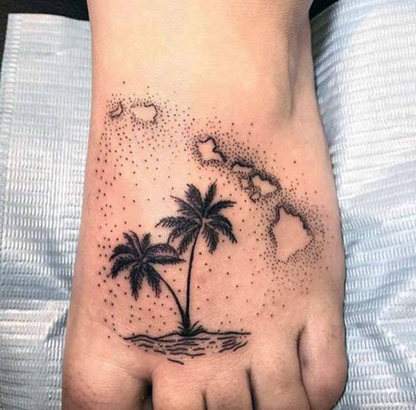 Palm Tree Tattoo Womens Foot