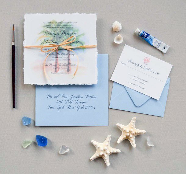Palm Trees Invitation Suite Beach Wedding Ideas
