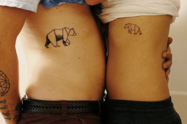 Paper Bear Couple Tattoo Torso