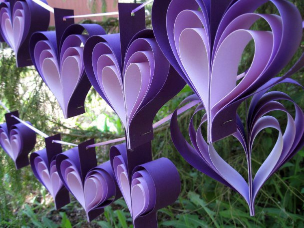 Paper Heart Decor Amethyst Colored Wedding Shower Decorations