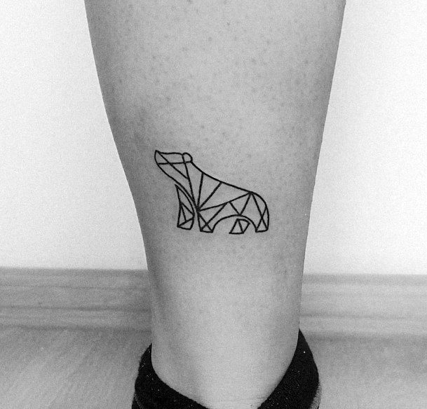 Paper Origami Bear Tattoo Womens Ankles