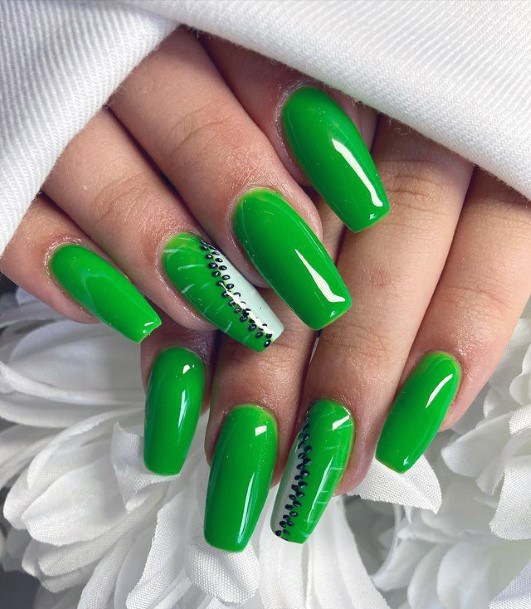 Parrot Green Kiwi Nails Women