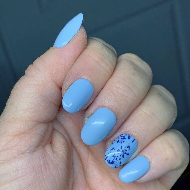 Pastel Blue Prom Nails Ideas Lovely Flower Design For Girls