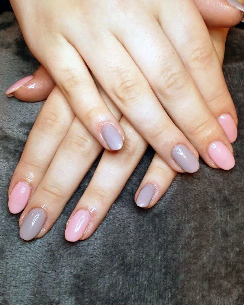 Pastel Shades Pink And Grey Nails For Women