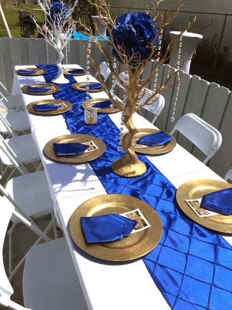Royal Blue Wedding Decoration Ideas, Royal Blue Table Set Up