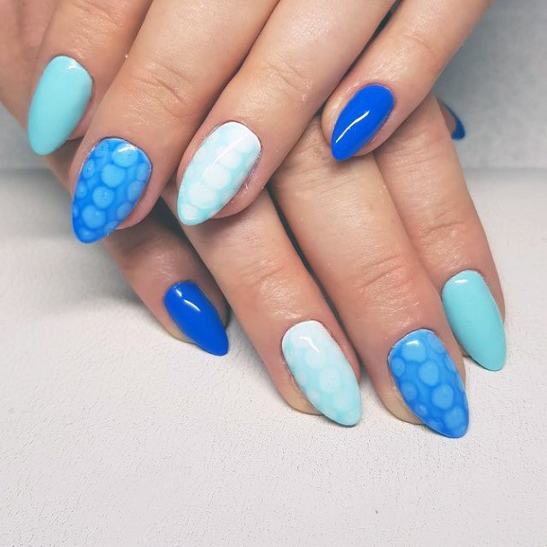 Patterned Blue Water Nails Women