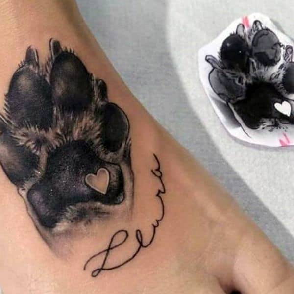Paw Dog Tattoo For Women Foot