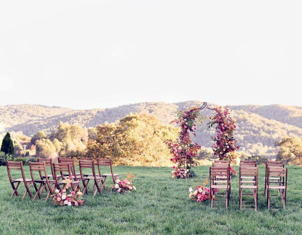 Peaceful Hillside Wedding Ceremony Decorations