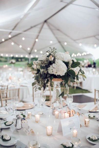 Peaceful White Wedding Decor And Flowers