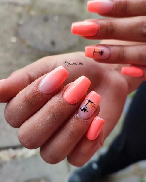 Peach And Pink Nail Design Inspiration For Women