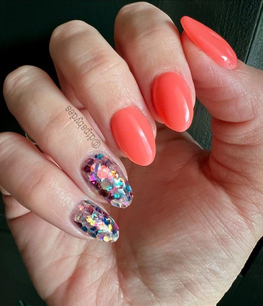 Peach And Pink Nails Feminine Ideas