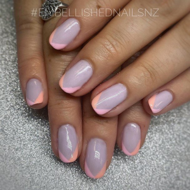 Peach And Pink Womens Nail Designs