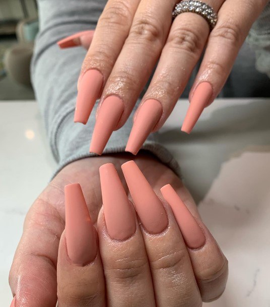 Peach Matte Girls Nail Ideas