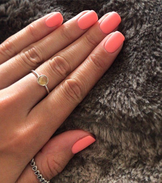 Peach Matte Nail Feminine Designs