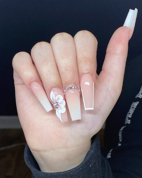 Peach Ombre Nails 3d Flower Nails