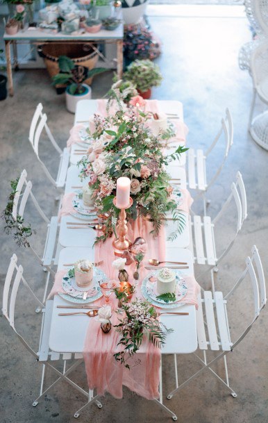 Peach Tinted Table Runner Wedding Shower Decorations