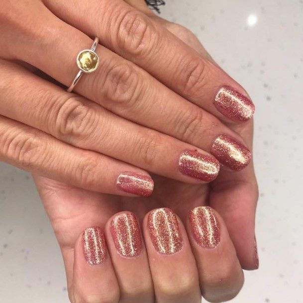 Peach With Glitter Nails For Girls