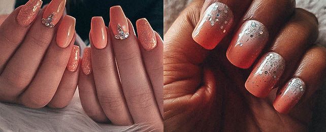 Top 100 Best Peach Nails With Glitter For Women – Fingernail Ideas