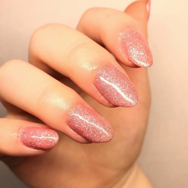 Peach With Glitter Womens Nail Ideas