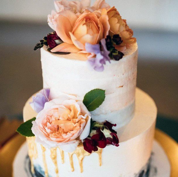 Peachy Colors Two Tier Wedding Cake Ideas