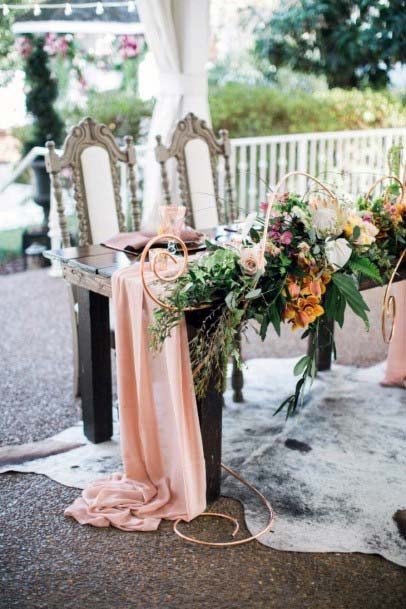 Peachy Linen Wedding Head Table Decor