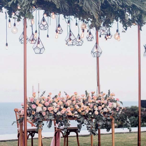 Peachy Roses Wedding Head Table Decor