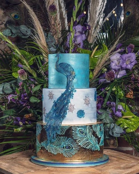 Peacock Blue Wedding Cake