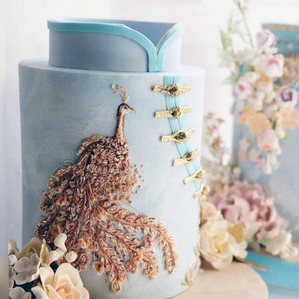 Peacock Design Unique Wedding Cake