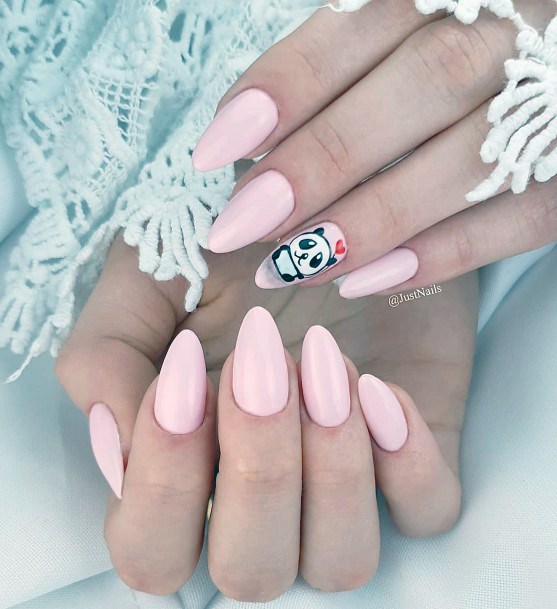 Pearl Pink Panda Nails