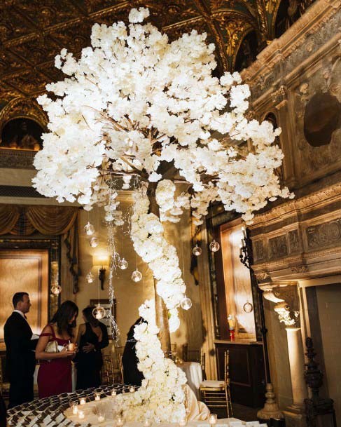 Pearl White Florals Wedding Tree Decor