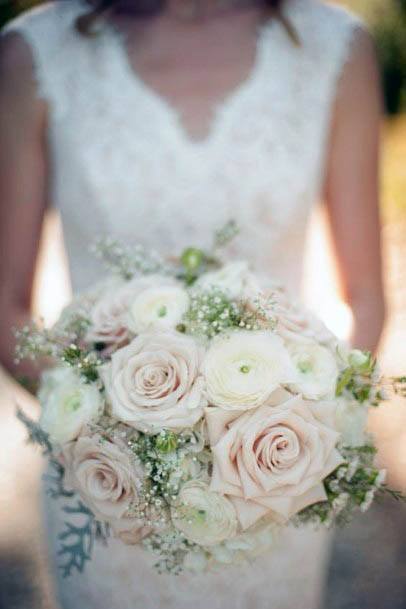 Pearl White Rose Wedding Bouquet