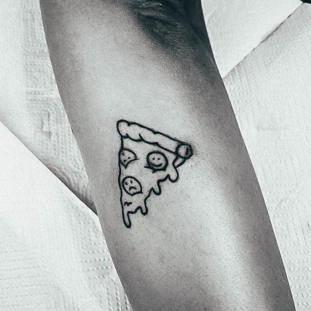 Pepperoni Feelings Side Forearm Ladies Pizza Tattoo Design Inspiration