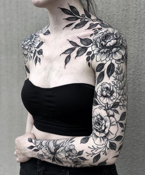 Perfect Floral Sleeve Tattoo Women