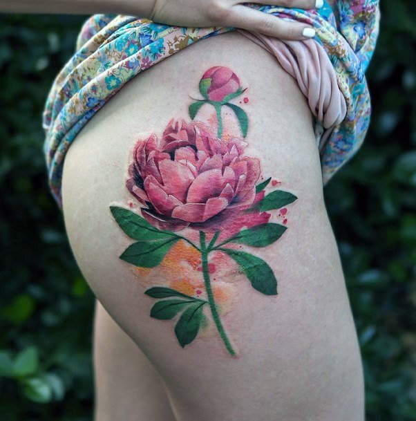 Perfect Rose Thigh Tattoo Women