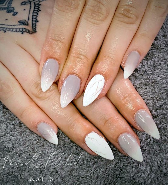 Perfectly Polished Grey Ombre Nails Art