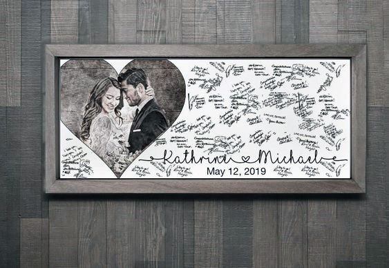 Personalized Couple Photograph Wedding Guest Book Ideas