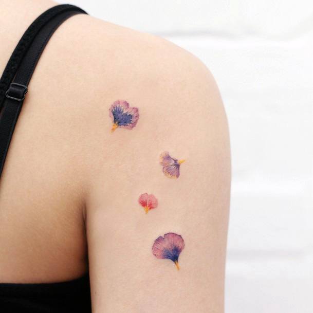 Petals Falling Off Flower Shoulder Womens Tattoos