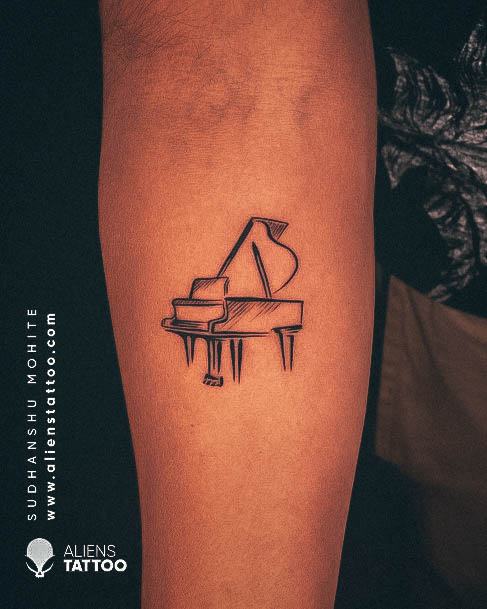 Piano Tattoo For Ladies