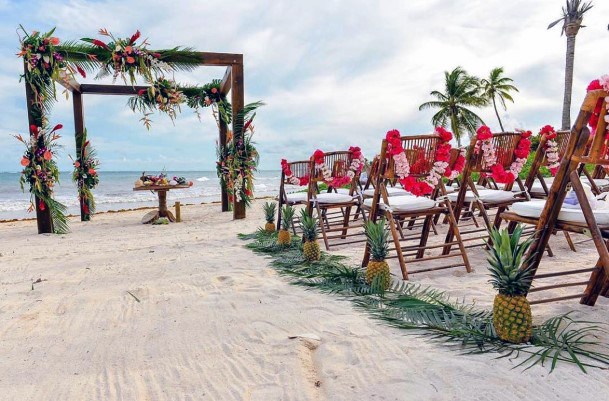 Pineapple And Floral Lei Garland Tropical Beach Wedding Ideas