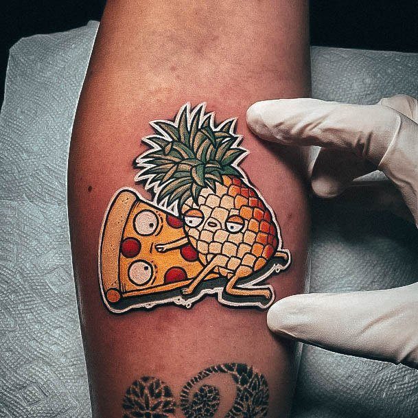 Pineapple Sticker Forearm Females Pizza Tattoo