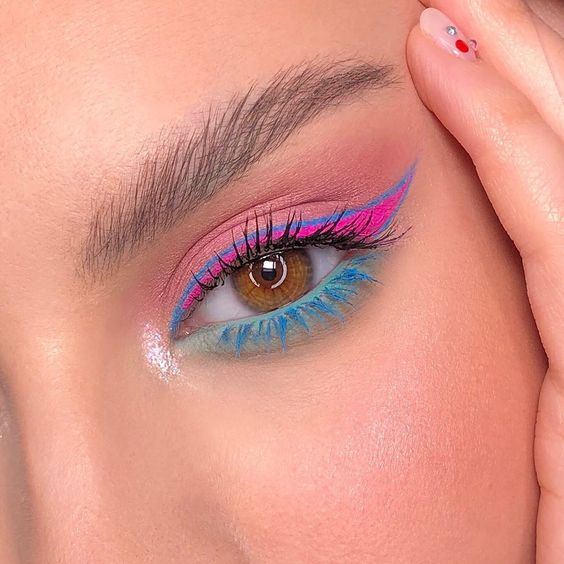 Pink And Blue Eye Makeup Looks Women