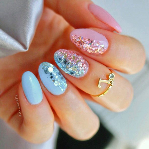 Pink And Blue Female Nail Designs