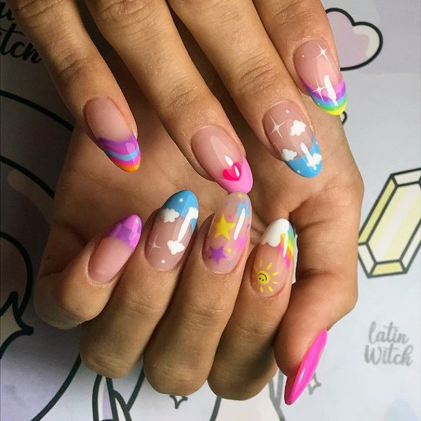 Pink And Blue Nail Feminine Designs