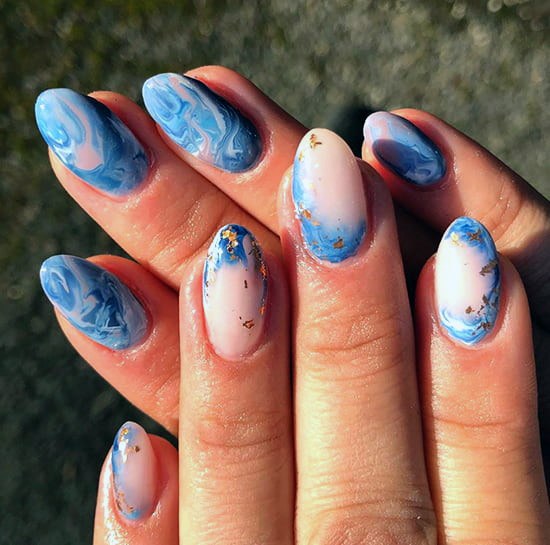 Pink And Blue Water Nails Women