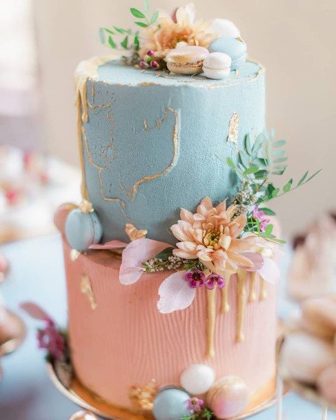 Pink And Blue Wedding Cake Beautiful