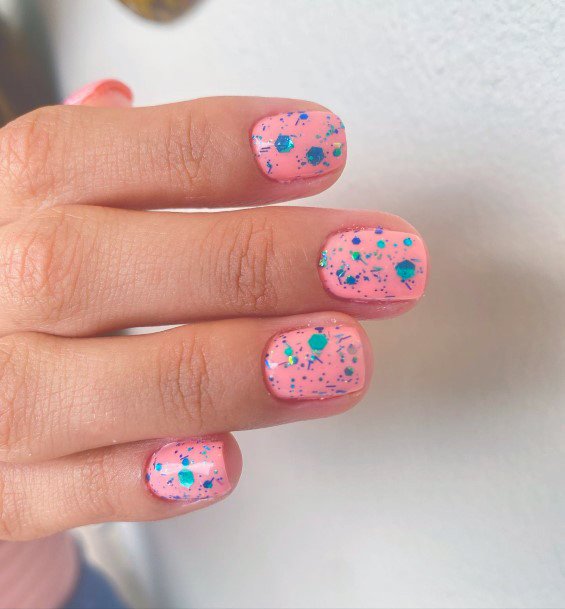 Pink And Blue Womens Feminine Pink And Blue Nails