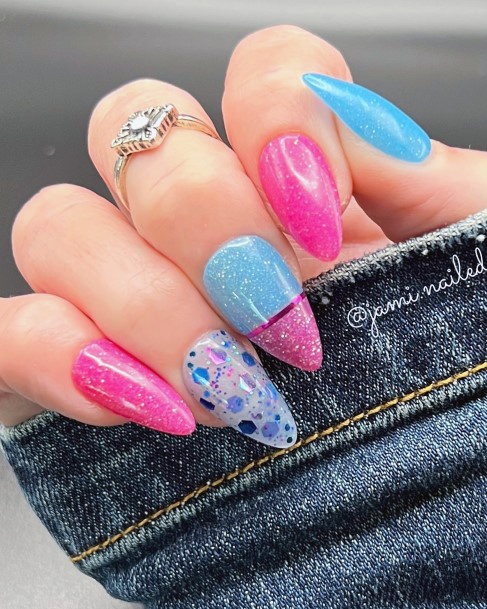 Pink And Blue Womens Nail Ideas