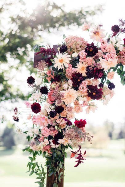 Pink And Dark Red August Wedding Flowers