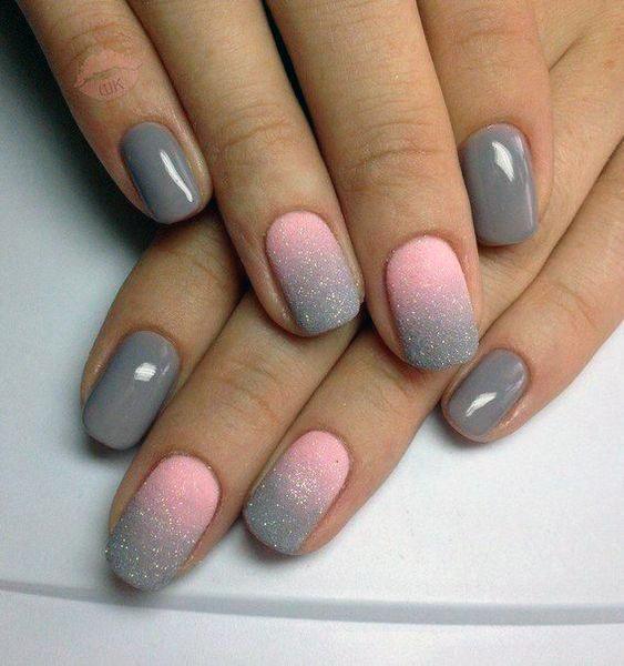 Pink And Grey Ombre Nails